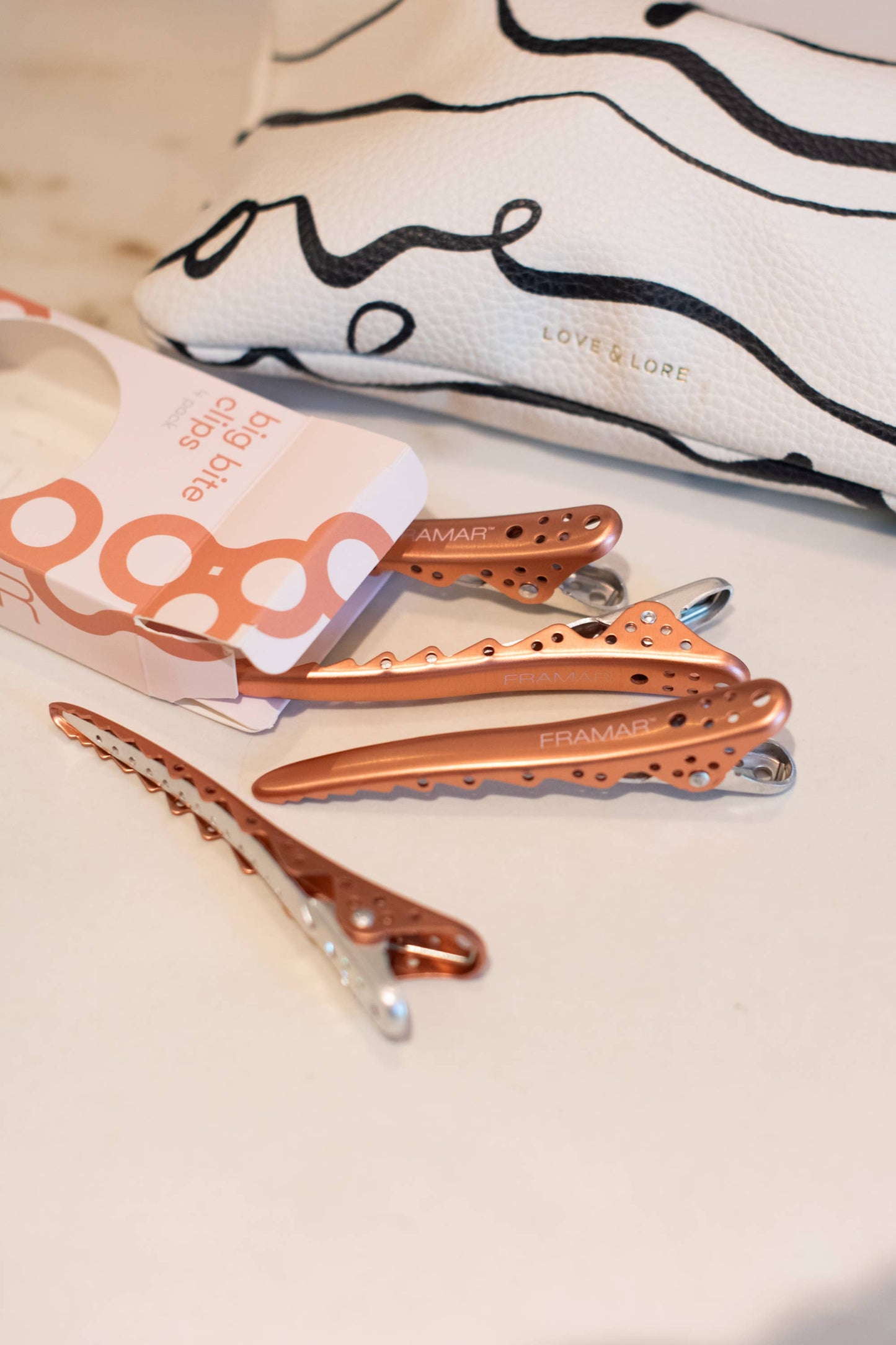 FRAMAR Womens Hair Clips Metal, Hair Sectioning Clips - Rosé