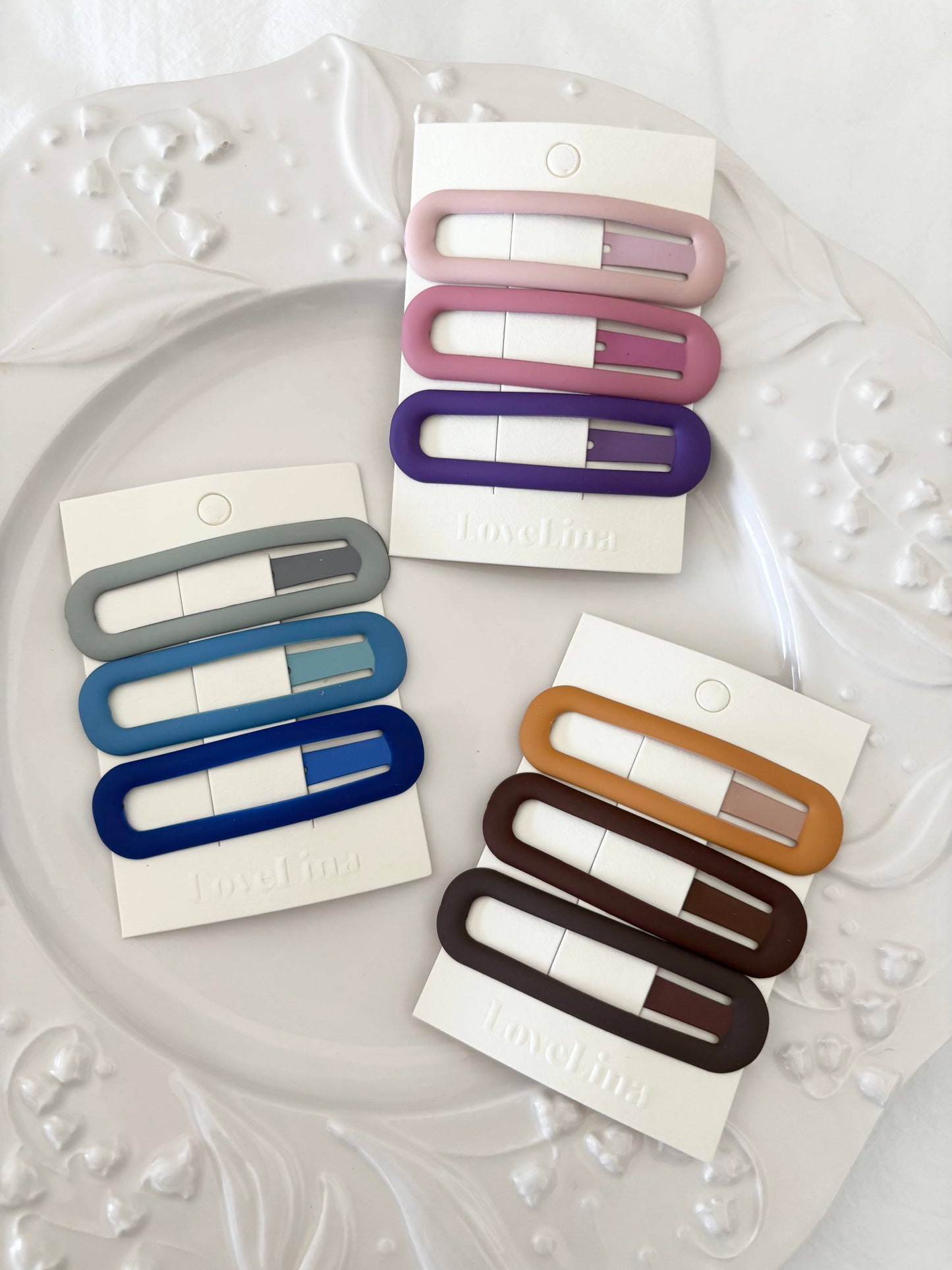 Matte Oval Hair Clip Set (DUTTO): Mauve