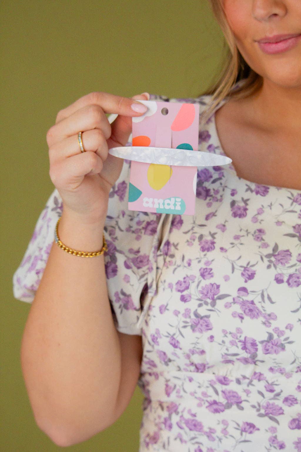 Oblong Oval Barrette: Pink