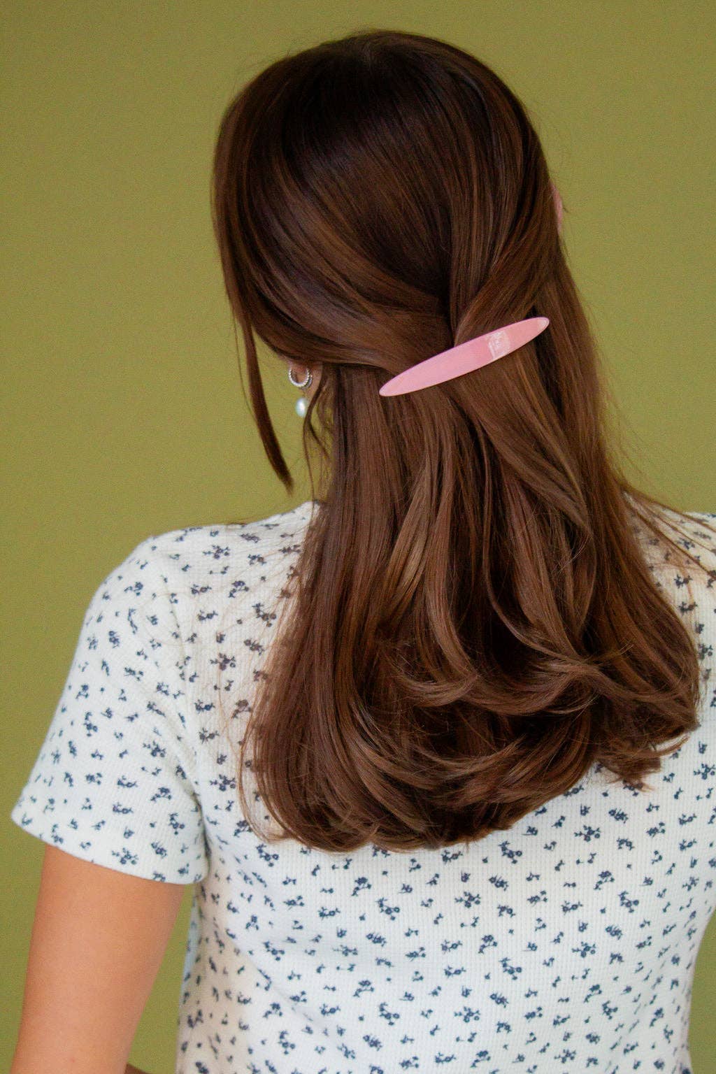 Oblong Oval Barrette: Pink