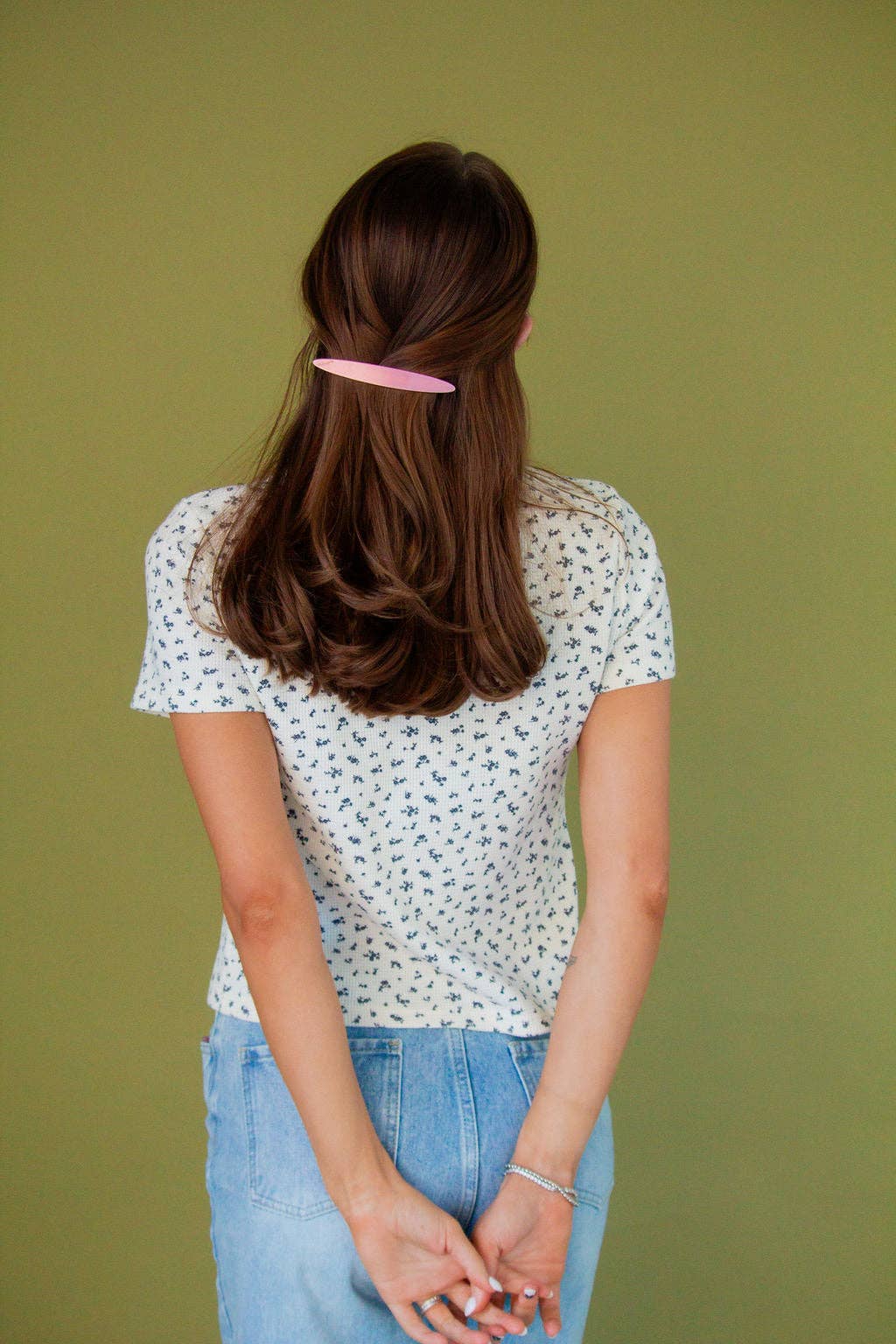 Oblong Oval Barrette: Pink