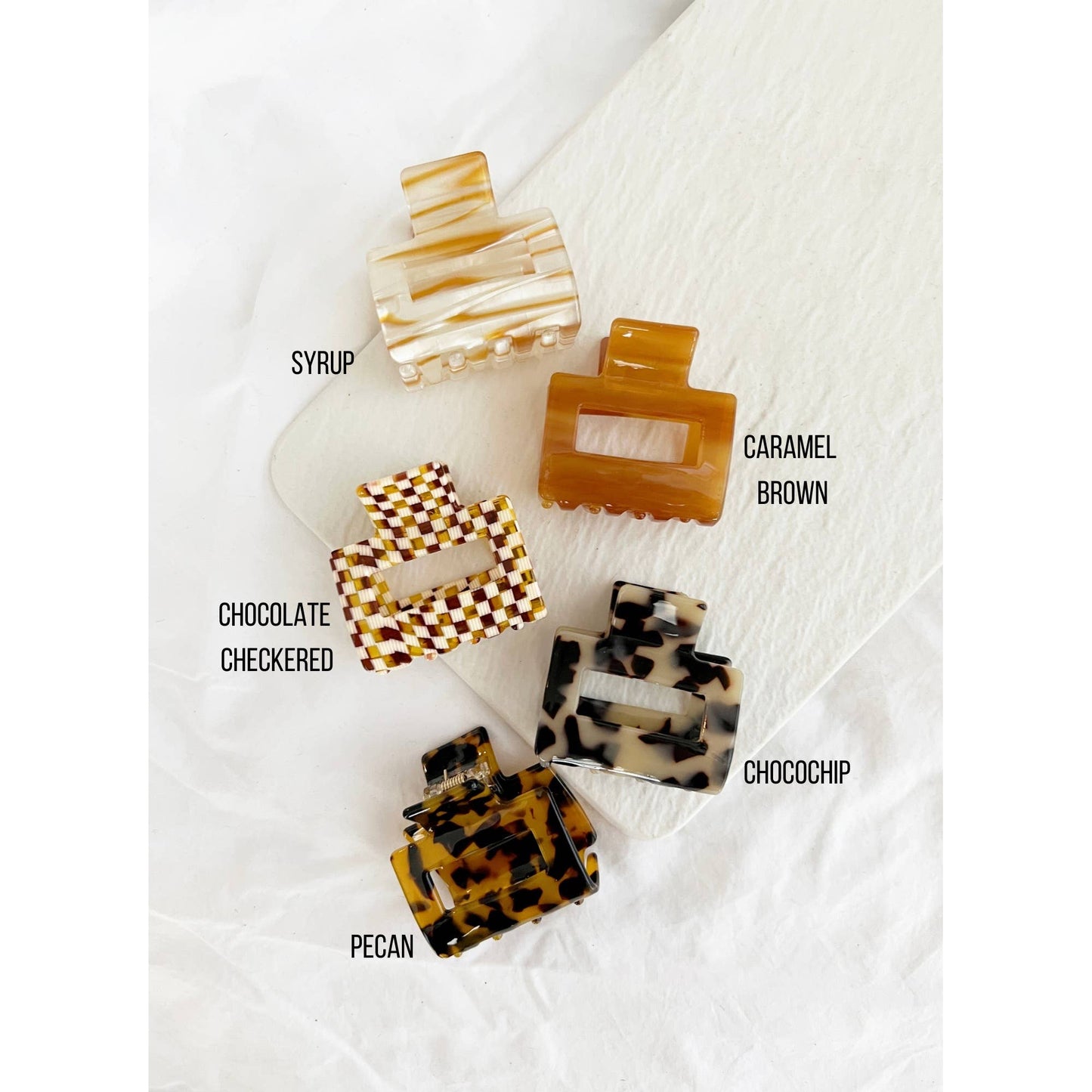 2-Inch Acetate Tortoise Hair Clips - CAMILA: CARAMEL BROWN, ONE SIZE
