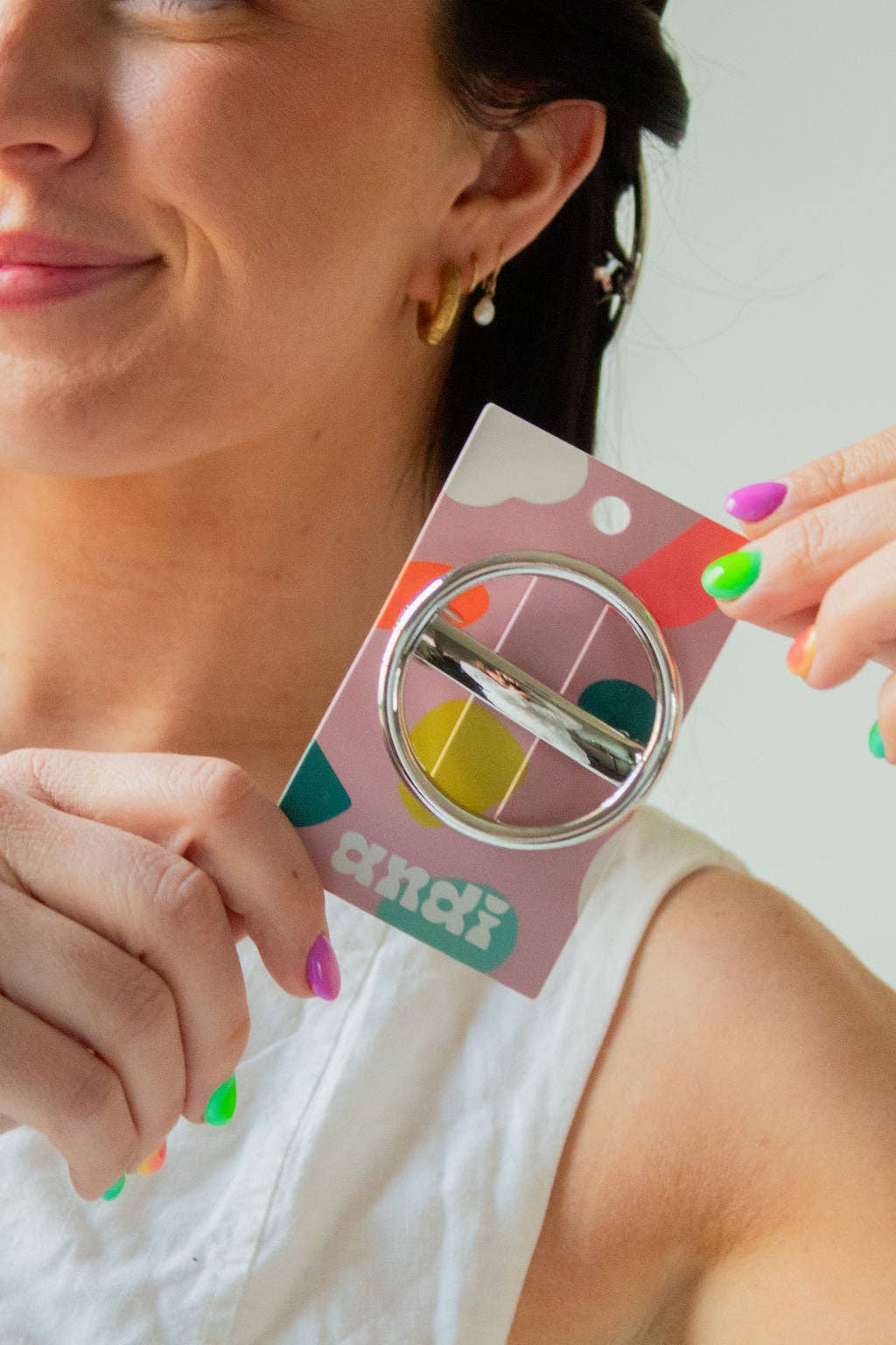 Ring Bar Barrette: Silver