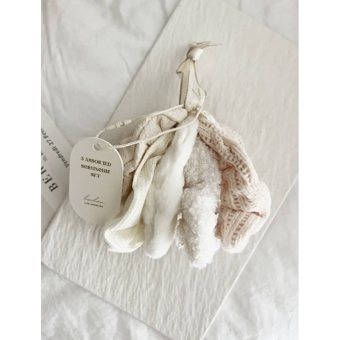 VELVET SOFT SCRUNCHIES SET - GABI: MAUVE, ONE SIZE