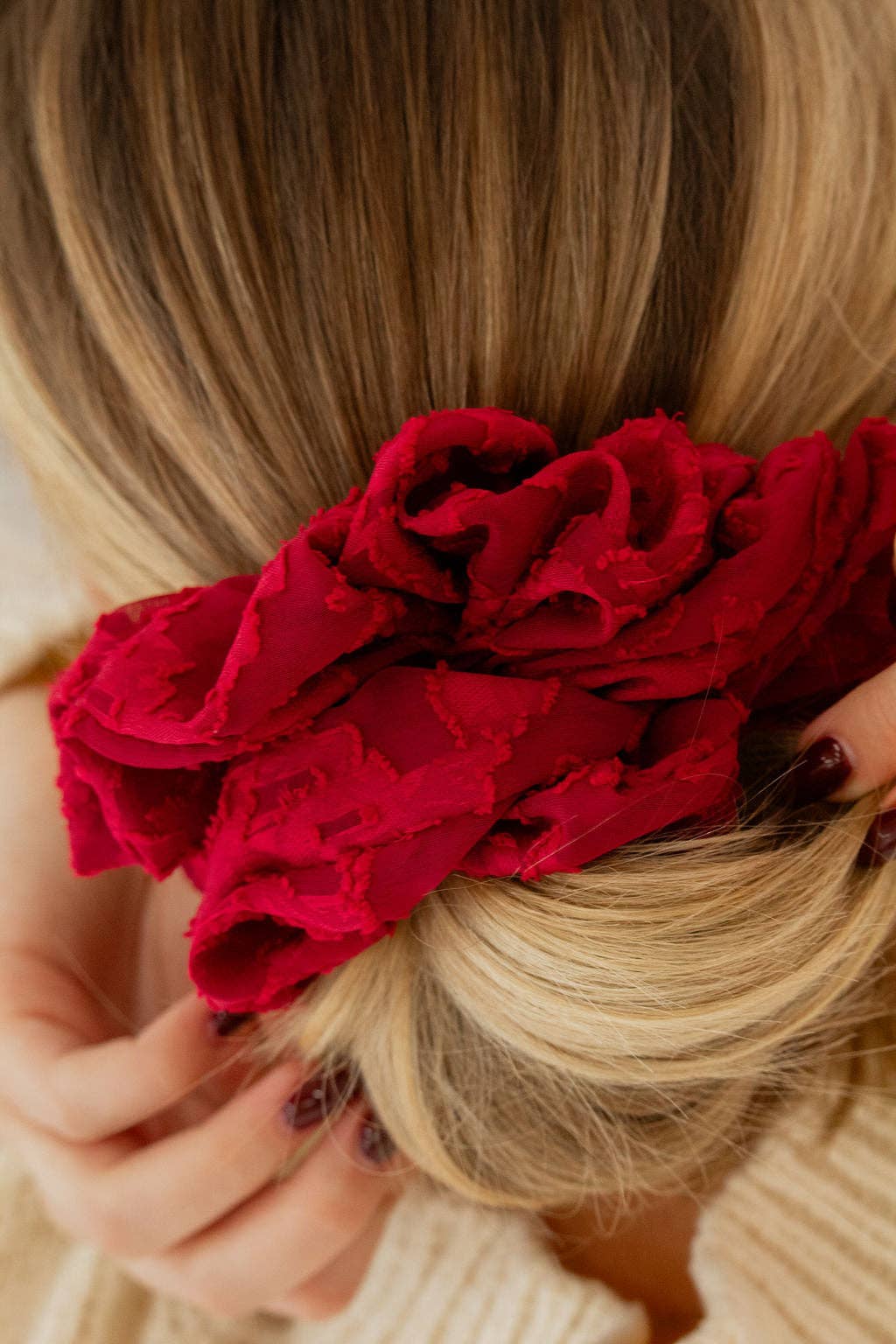 Cranberry Textured Jumbo Scrunchie