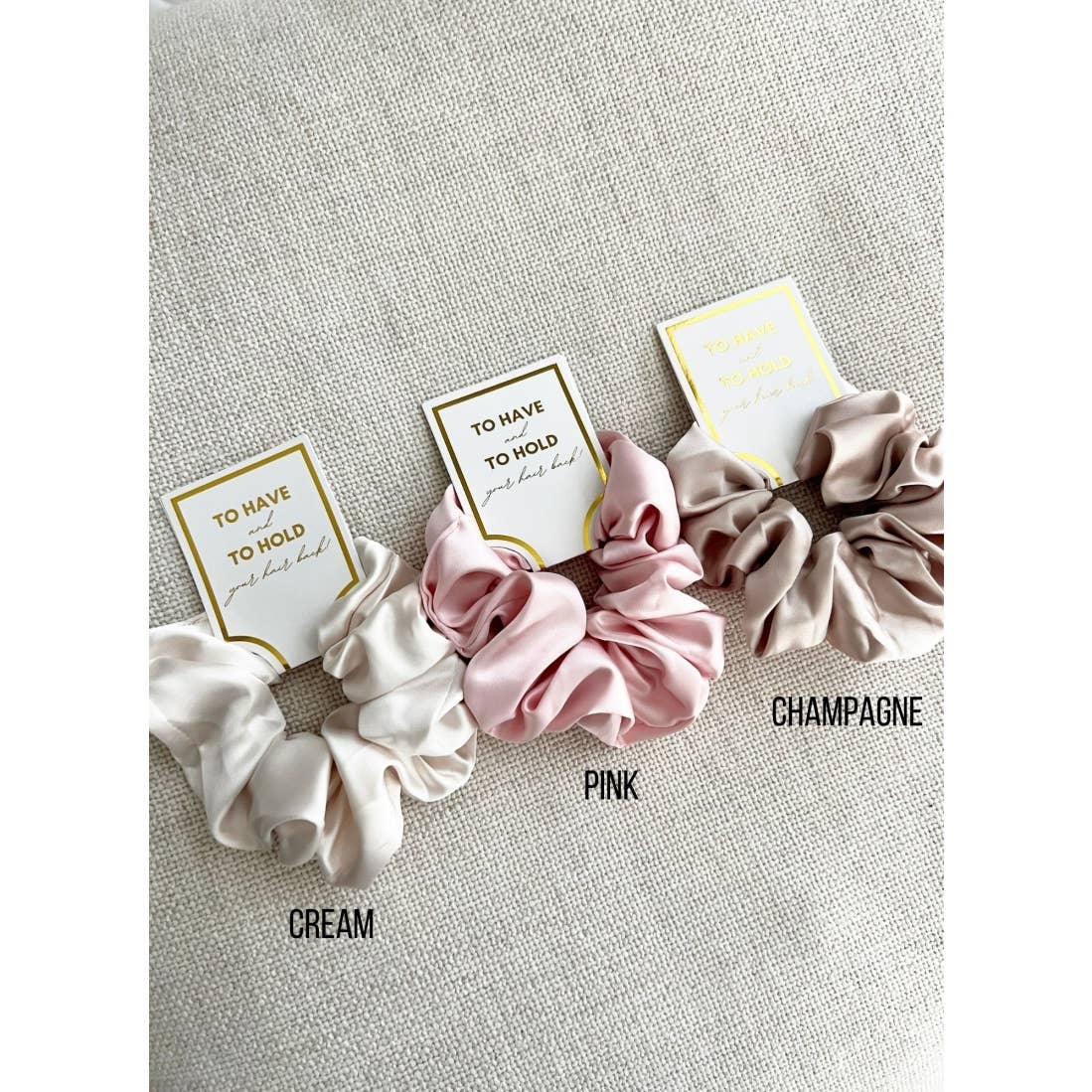 Silk Satin Soft Scrunchies - GRACE: CHAMPAGNE, ONE SIZE