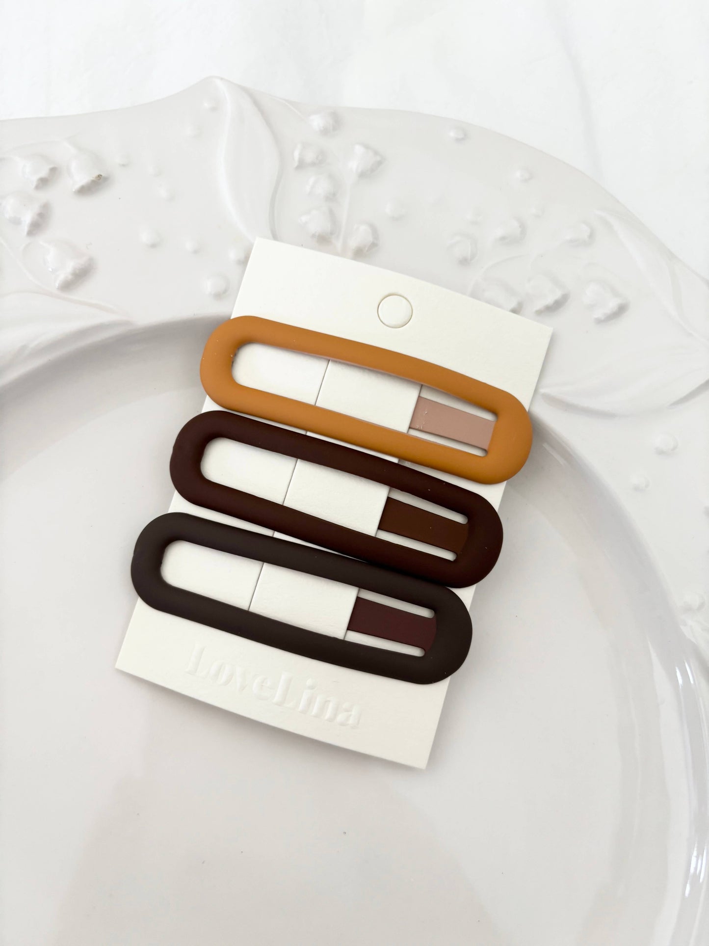Matte Oval Hair Clip Set (DUTTO): Mauve