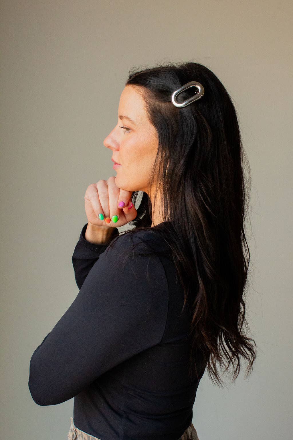 Metal Oval Barrette: Gold