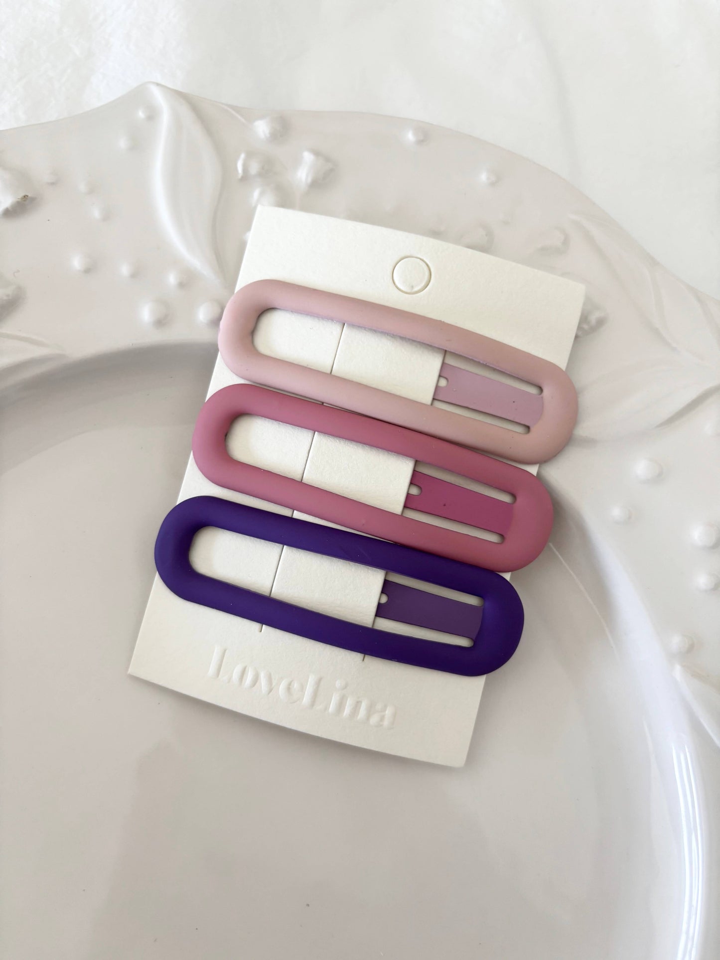 Matte Oval Hair Clip Set (DUTTO): Mauve