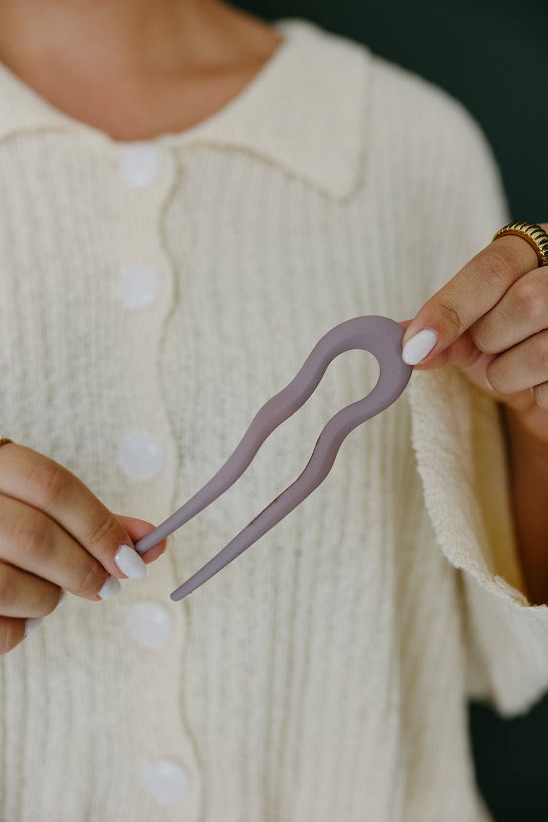 Wavy U-Shaped Hair Fork: Brown