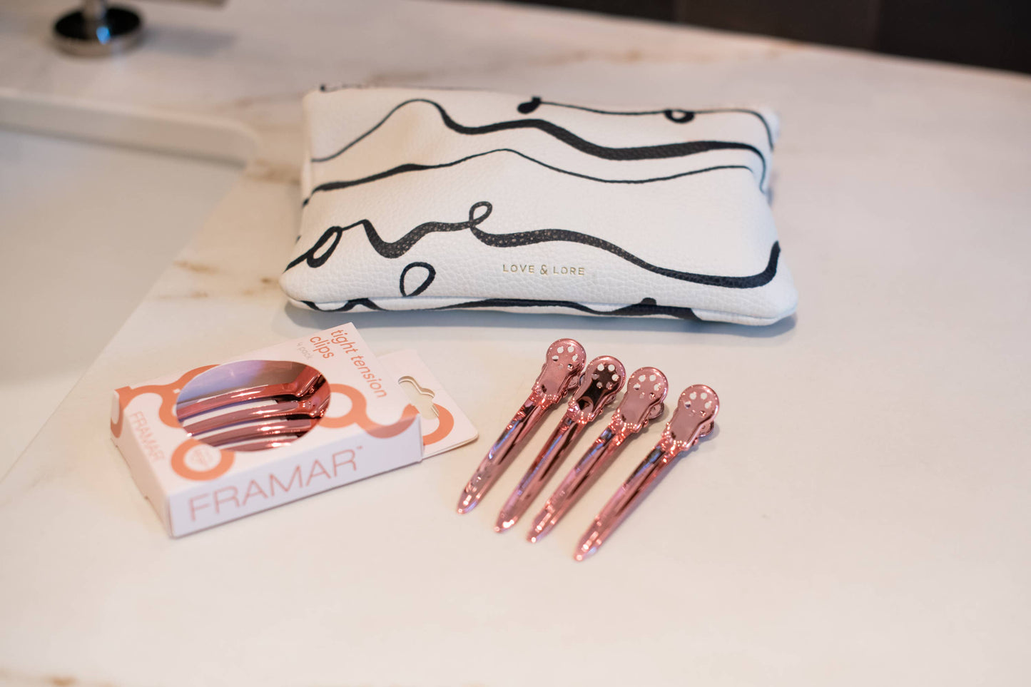 FRAMAR Small Hair Clips Metal, Hair Sectioning Clips - Rosé