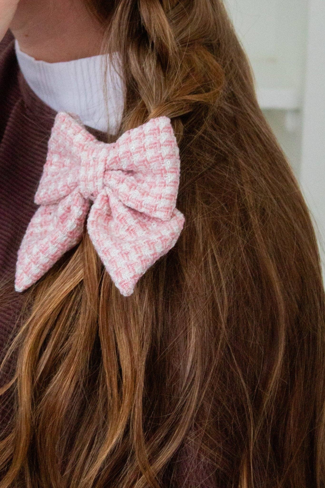 Blush Tweed Bow