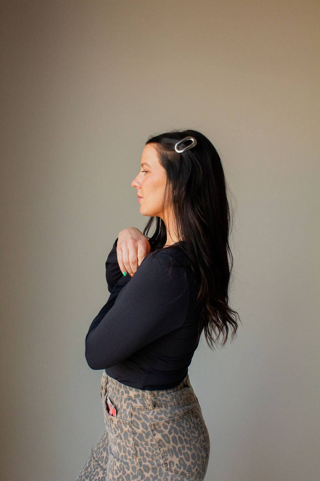Metal Oval Barrette: Gold