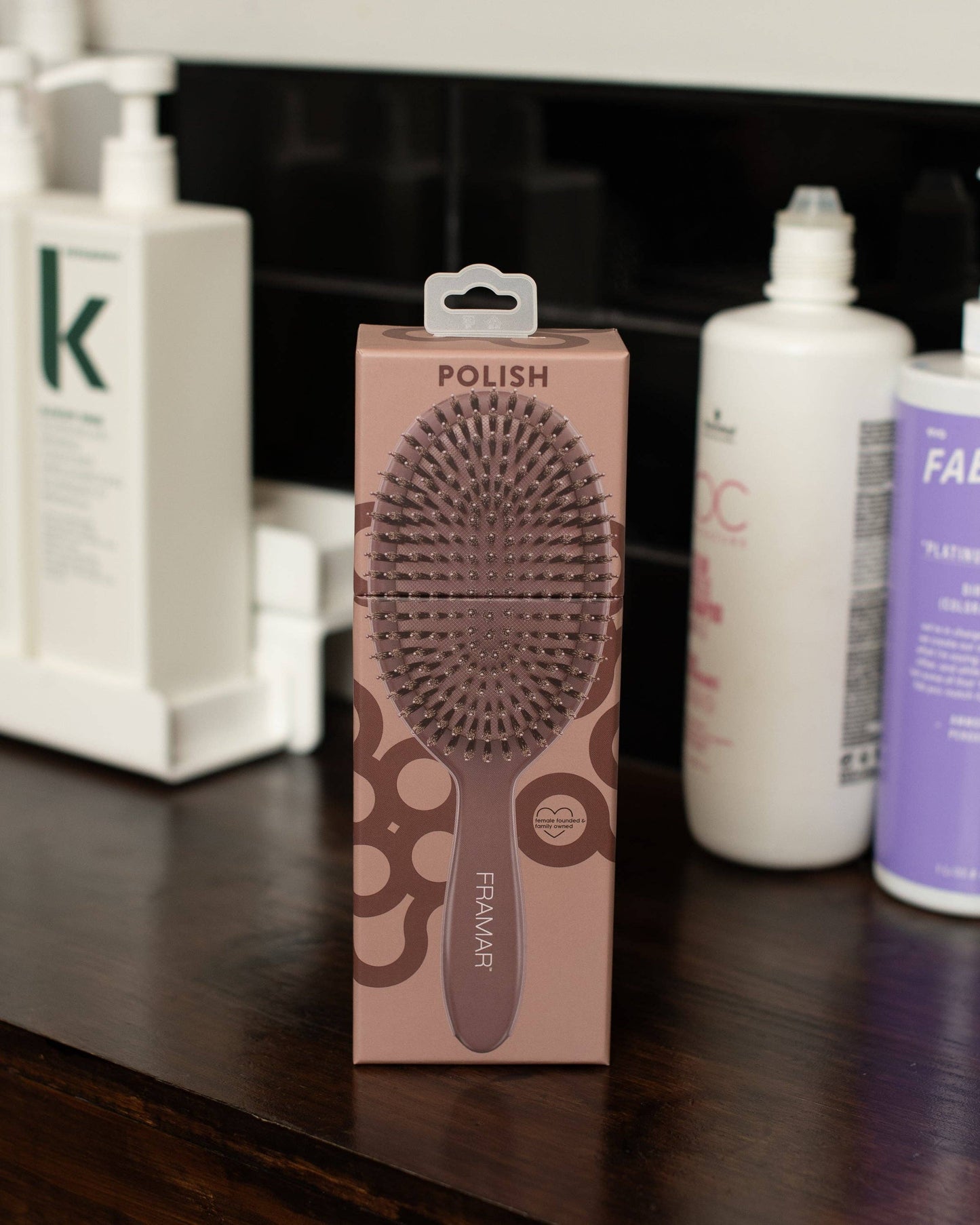 FRAMAR Boar Bristle Hair Brush, Boar Brush For Hair - Brown