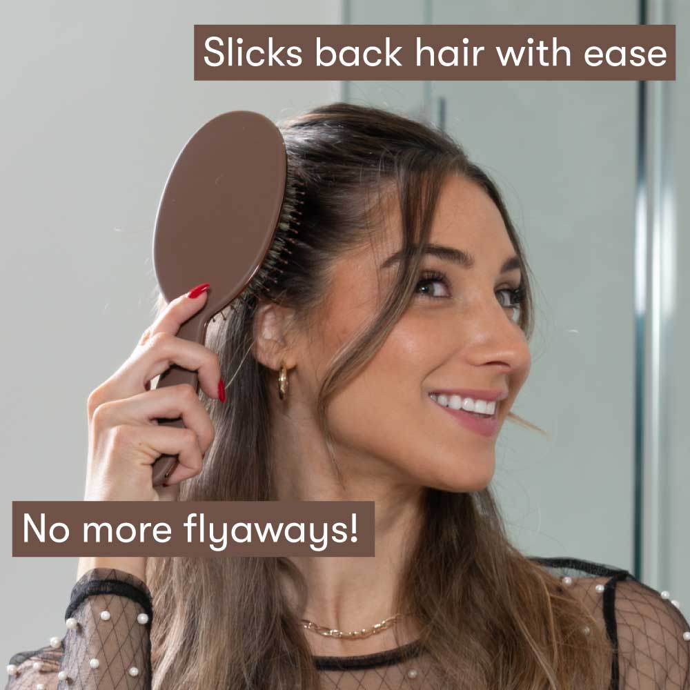 FRAMAR Boar Bristle Hair Brush, Boar Brush For Hair - Brown
