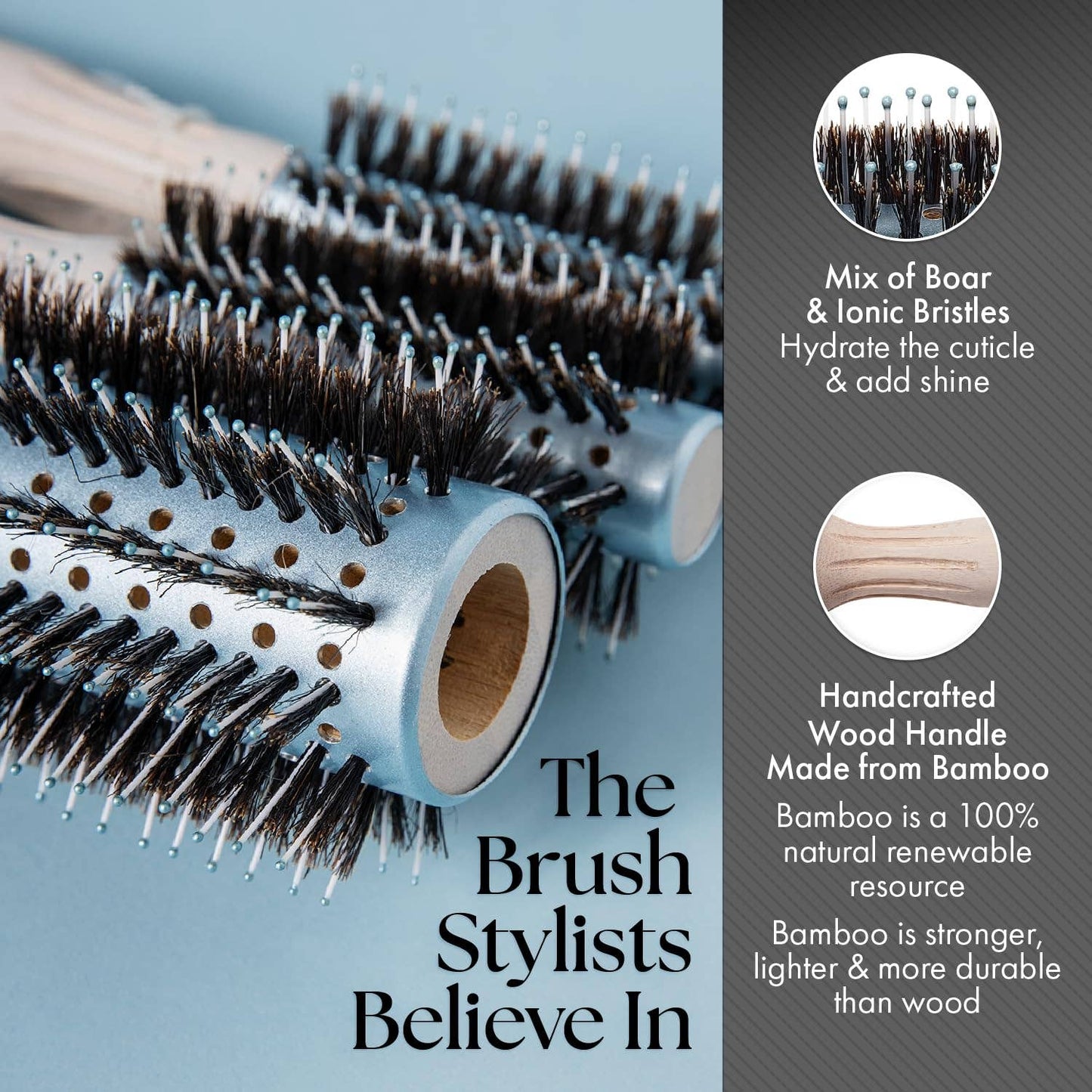 Olivia Garden EcoHair Eco-Friendly Bamboo Combo Vent Brush: 3"