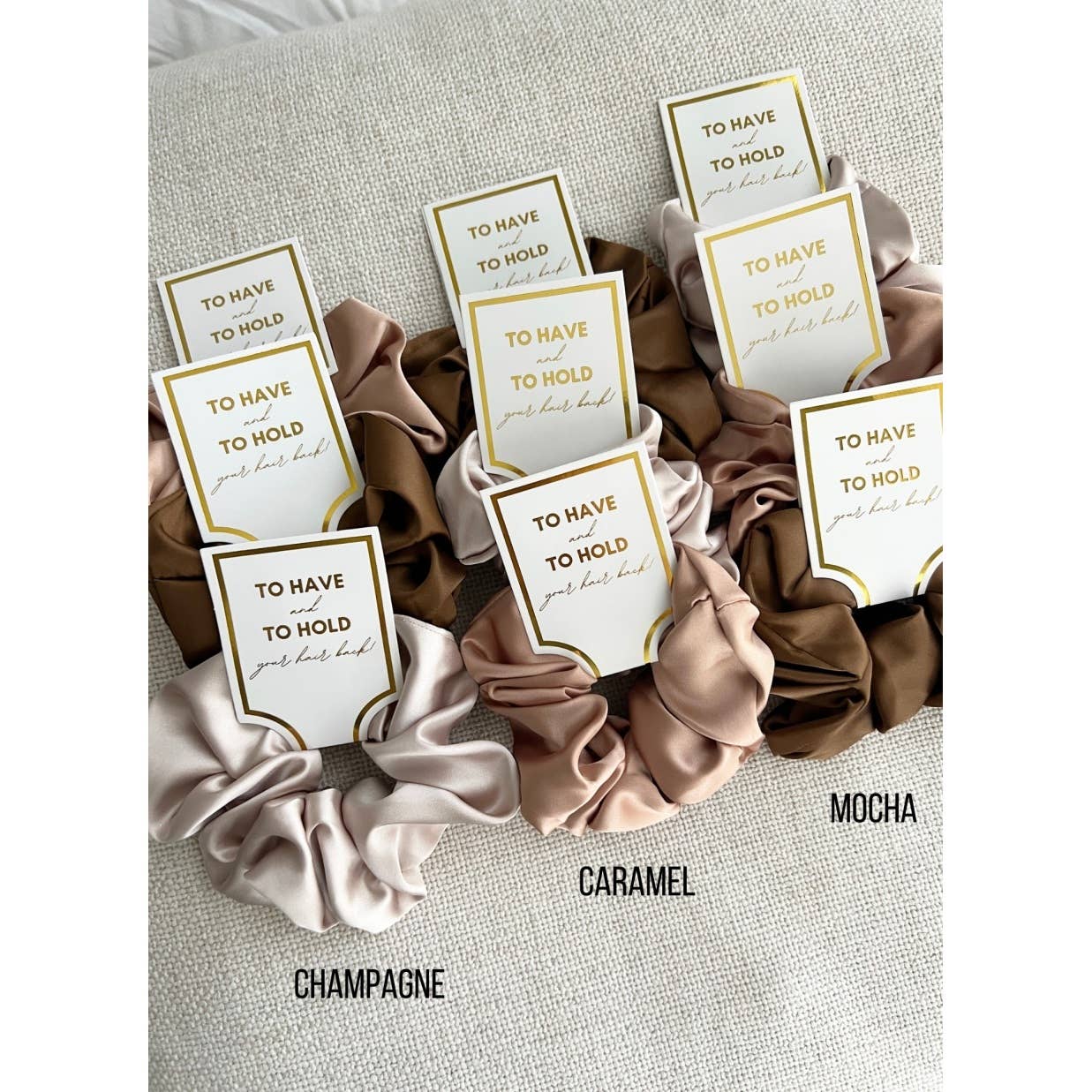 Silk Satin Soft Scrunchies - GRACE: CHAMPAGNE, ONE SIZE
