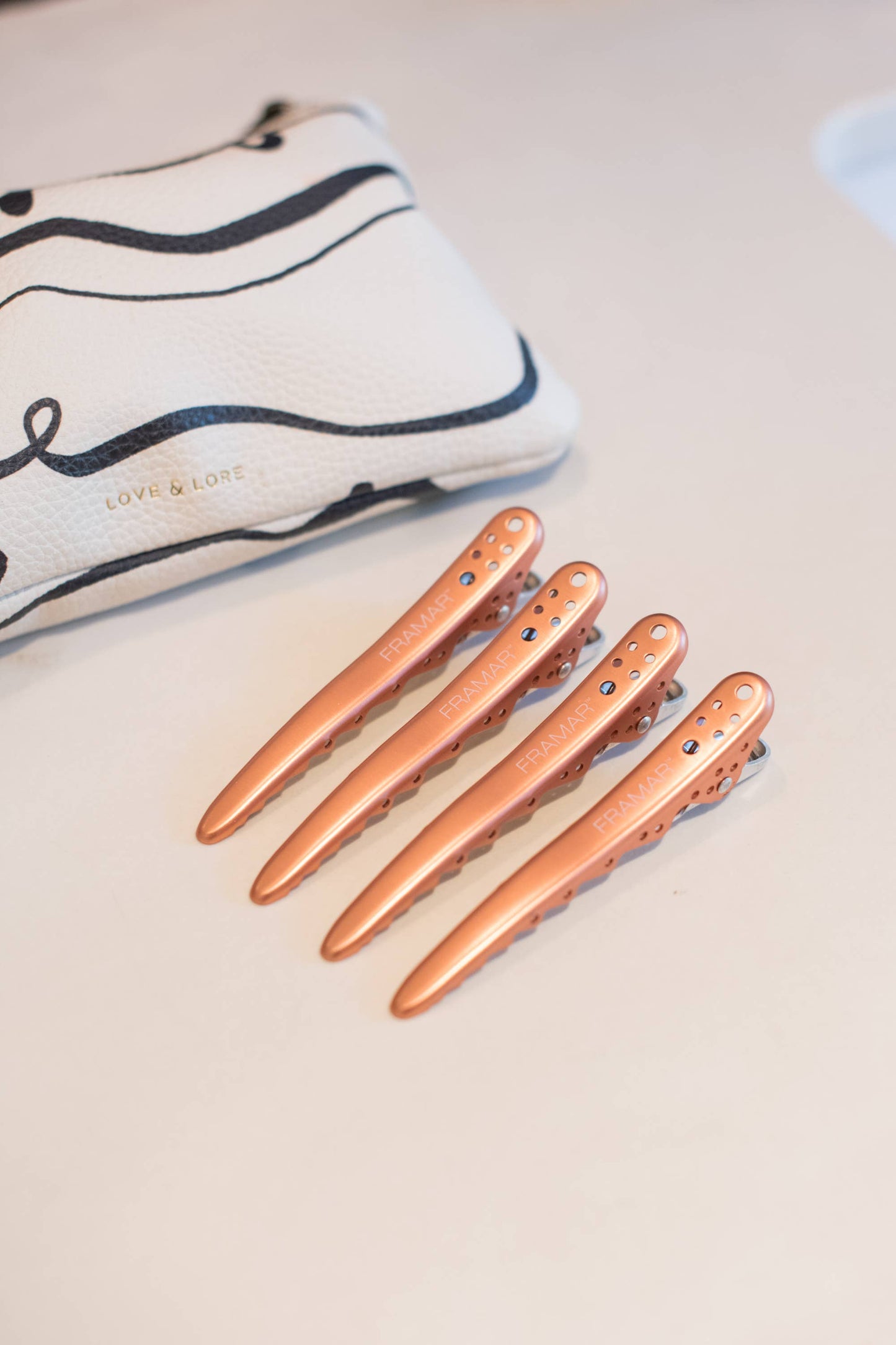 FRAMAR Womens Hair Clips Metal, Hair Sectioning Clips - Rosé
