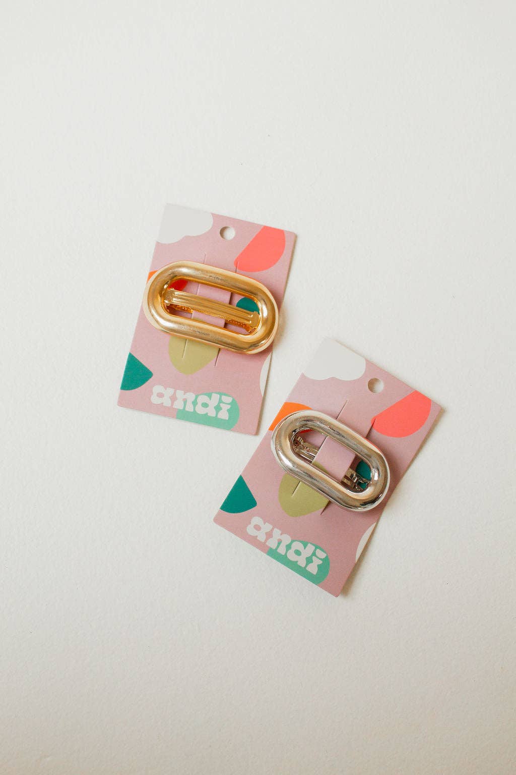 Metal Oval Barrette: Gold