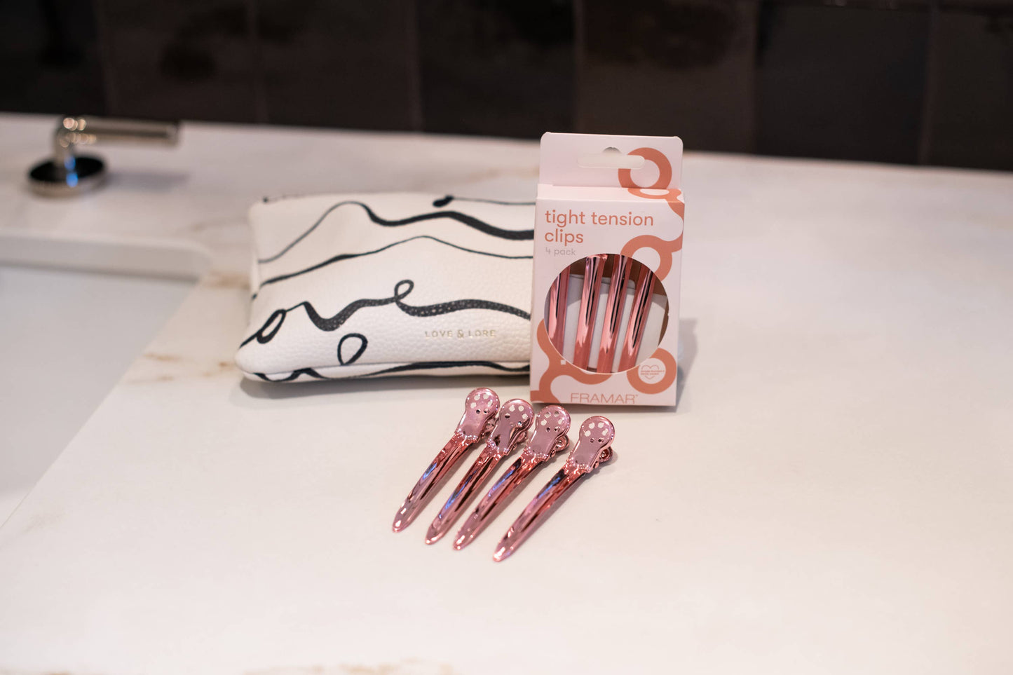 FRAMAR Small Hair Clips Metal, Hair Sectioning Clips - Rosé