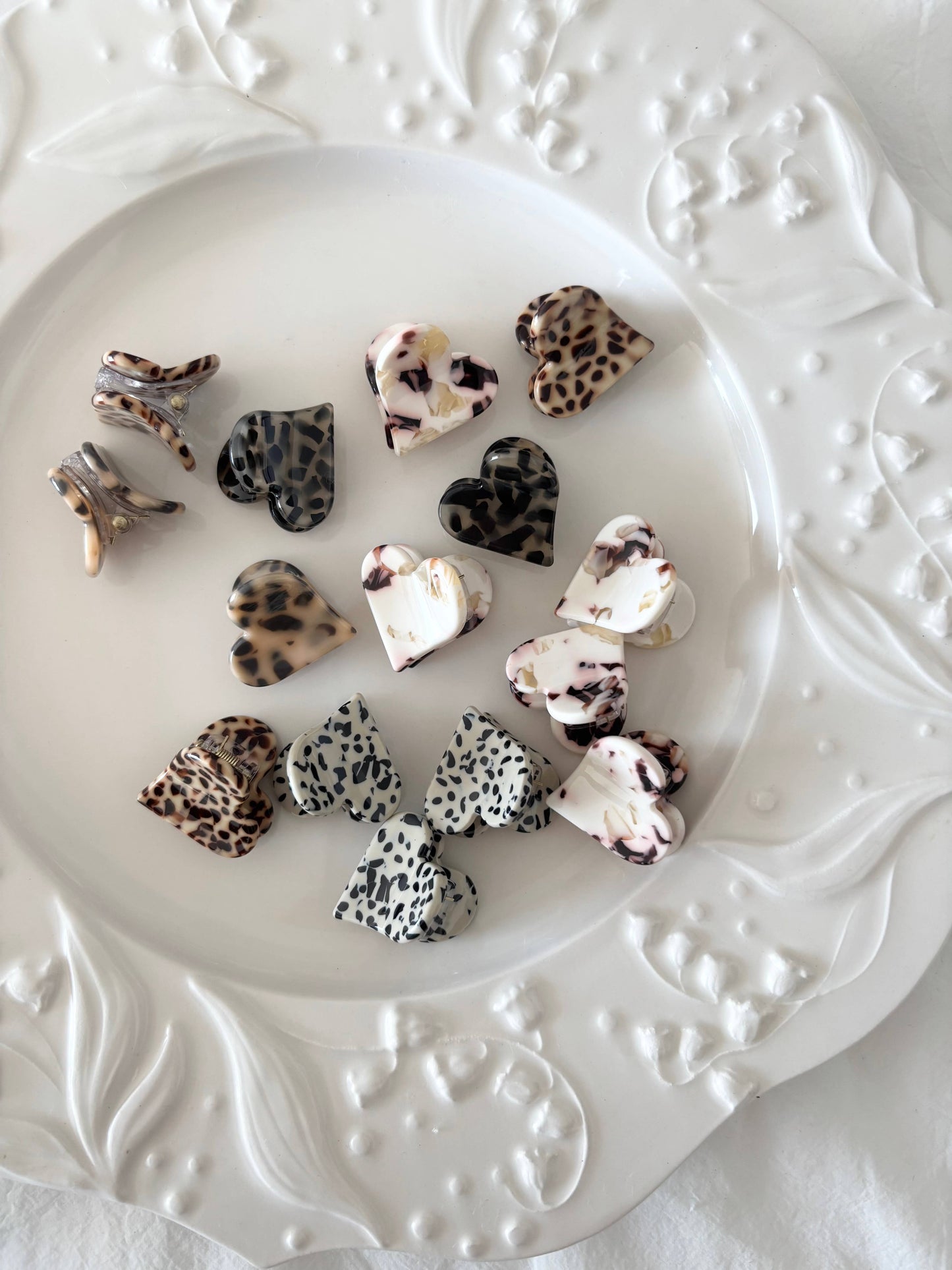 Heart Shape Acetate Hair Clip (DOLCE-3): Cookie Dough