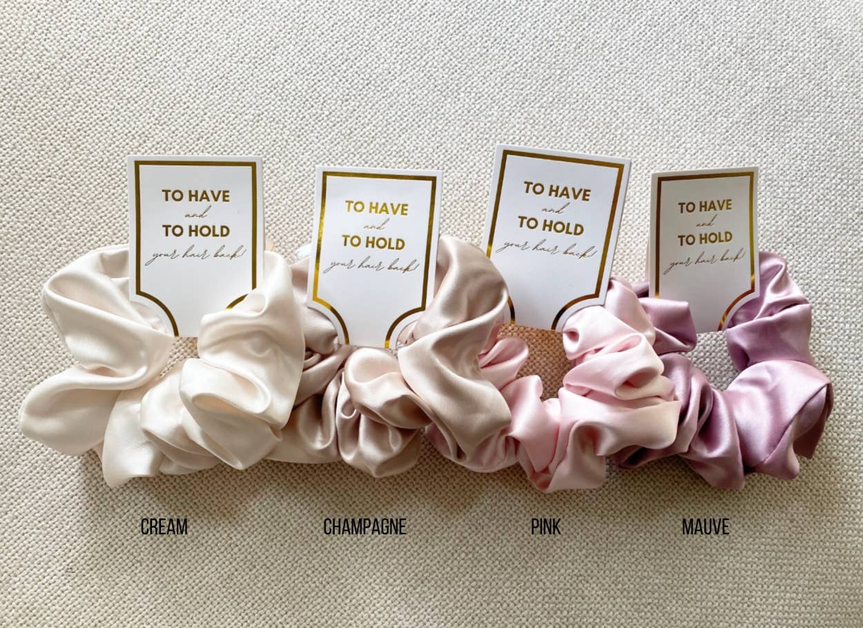 Silk Satin Soft Scrunchies - GRACE: CHAMPAGNE, ONE SIZE