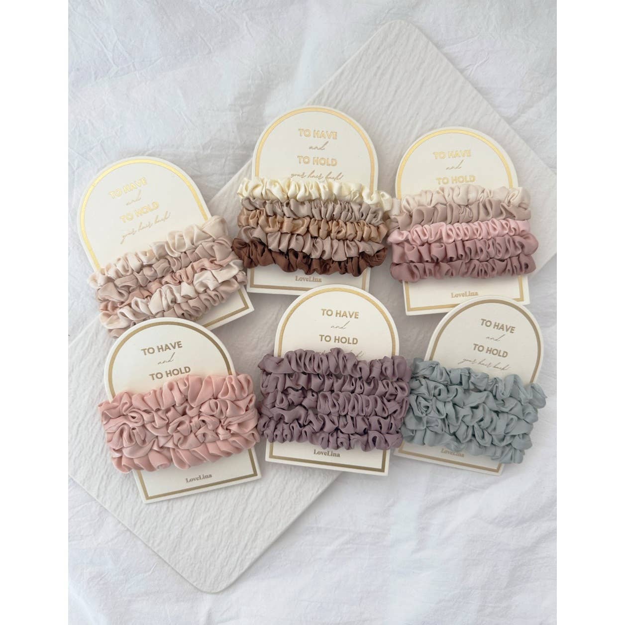 5PC Skinny Silk Hair Tie Scrunchie Set: MAUVE, ONE SIZE
