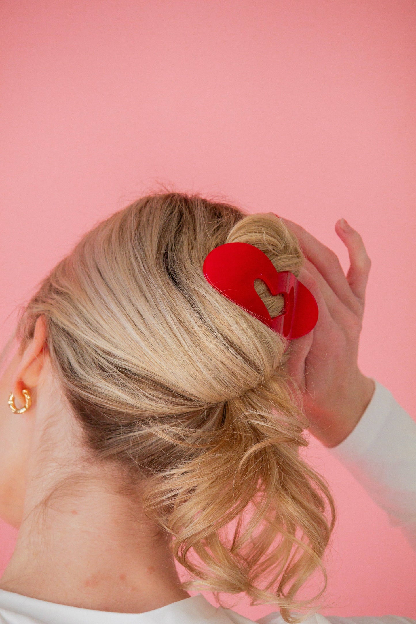 Flat Heart Claw Clip: Red