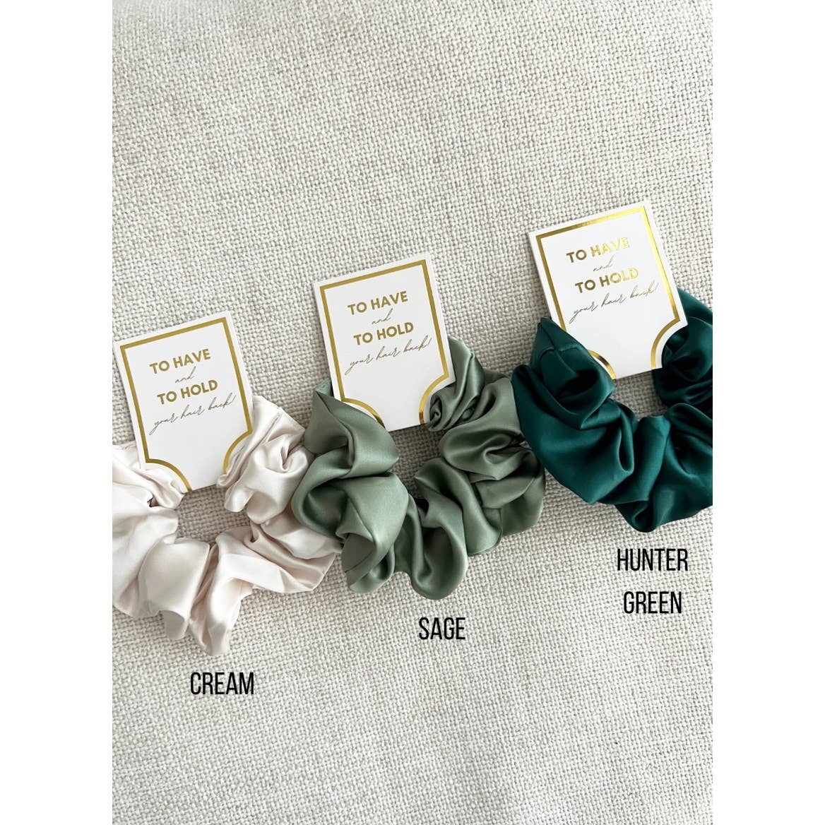 Silk Satin Soft Scrunchies - GRACE: CHAMPAGNE, ONE SIZE