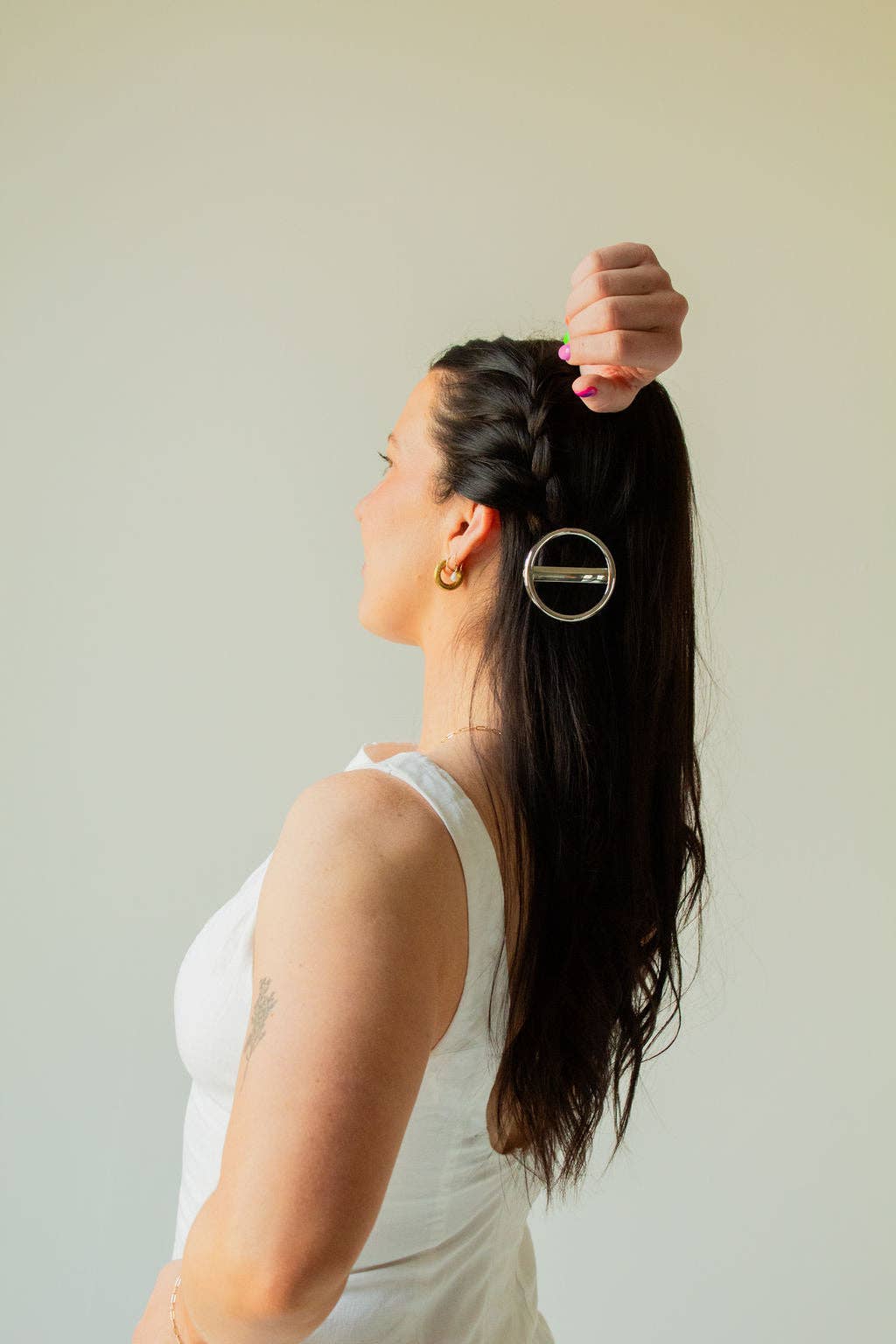 Ring Bar Barrette: Silver