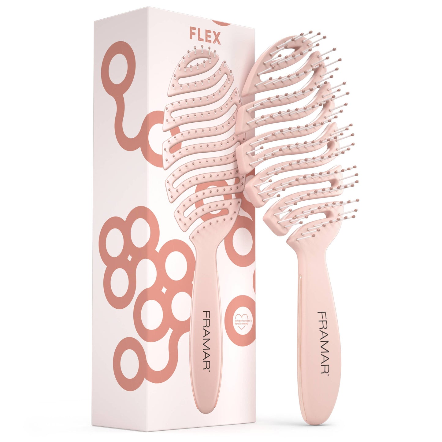 FRAMAR Flex Brush For Hair, Vented Hair Brush Detangler Rosé